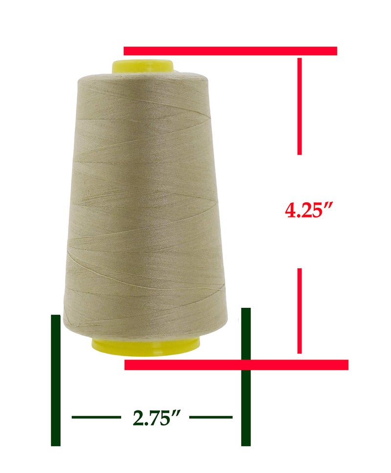 Mandala Crafts 4 Pack of Serger Threads Cones Spools - 40S/2 24000 Yards Polyester Beige Threads for Sergers Machine and Overlock Quilting Sewing Machine - Image 4